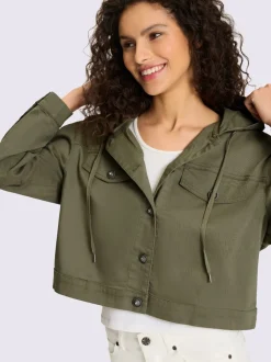Veste en jean avec capuche et boutons décoratifs