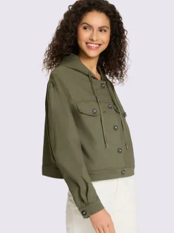 Veste en jean avec capuche et boutons décoratifs
