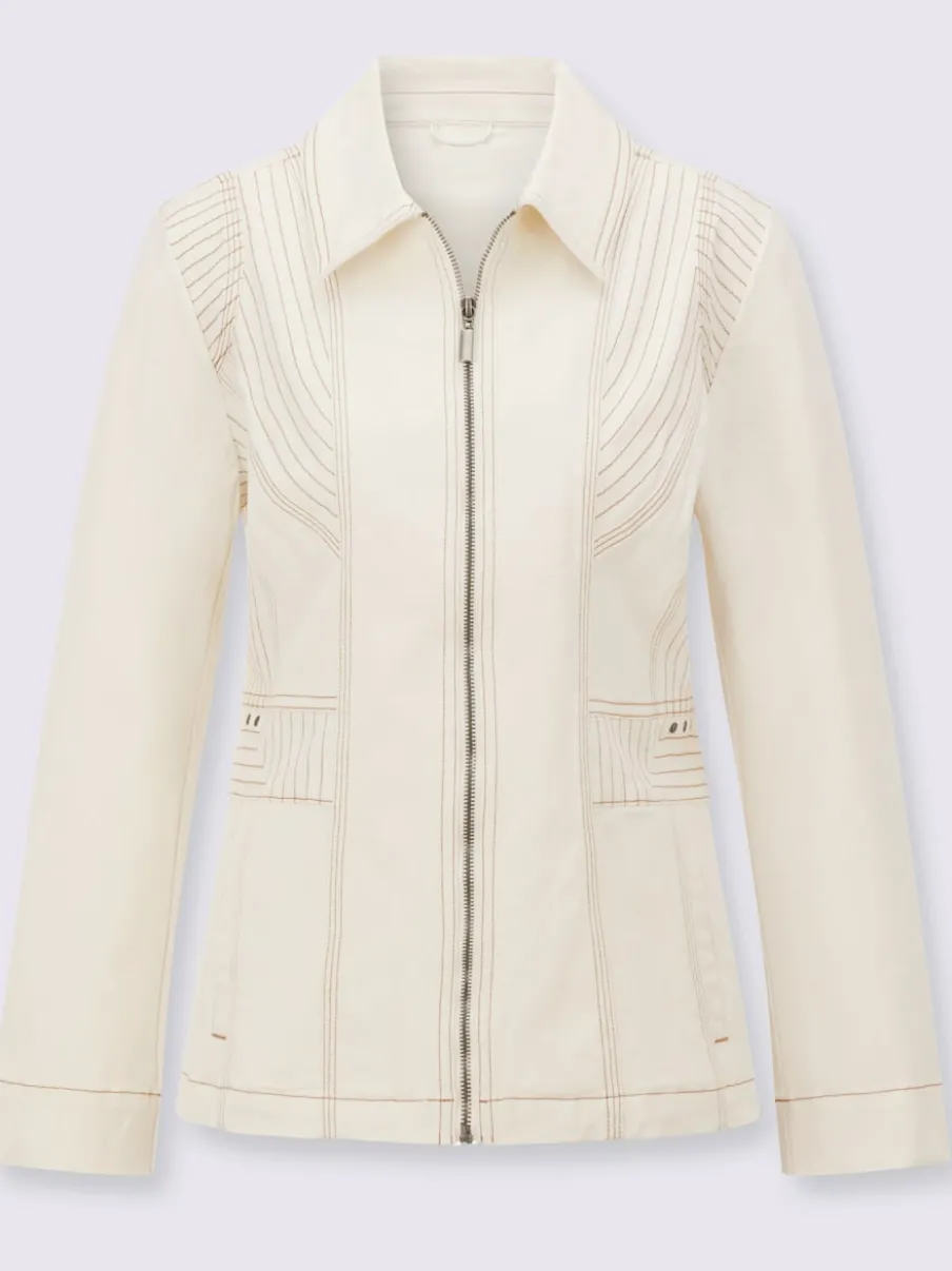 Veste en jean avec col à revers et poches zippées