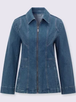 Veste en jean avec col à revers et poches zippées