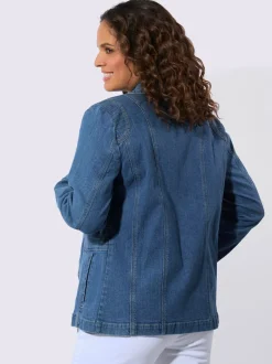 Veste en jean avec col à revers et poches zippées