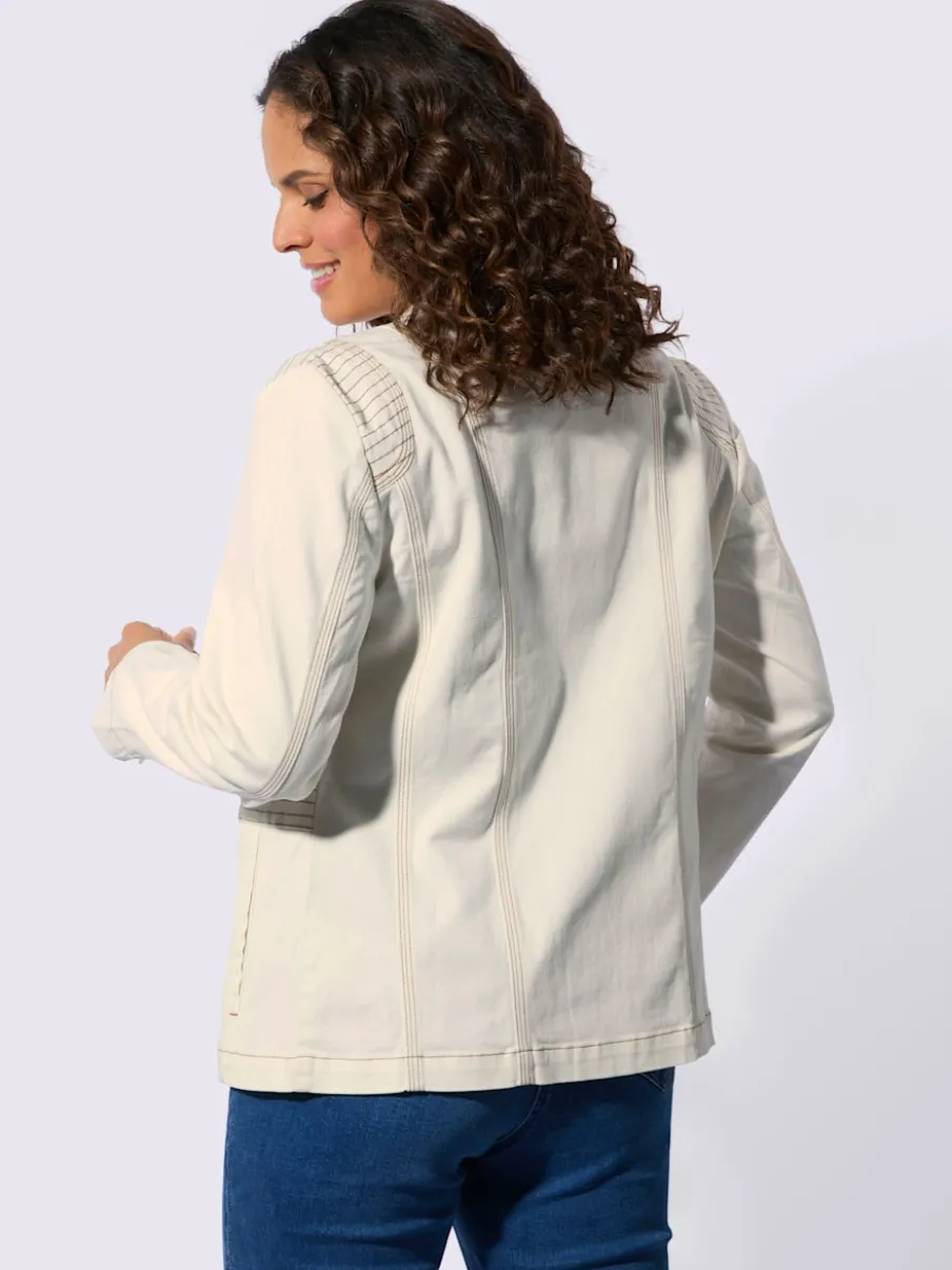 Veste en jean avec col à revers et poches zippées