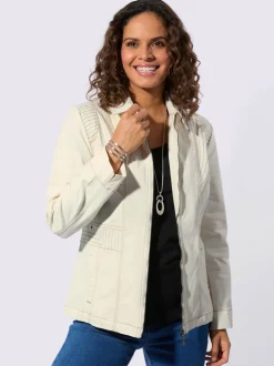 Veste en jean avec col à revers et poches zippées