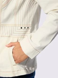 Veste en jean avec col à revers et poches zippées
