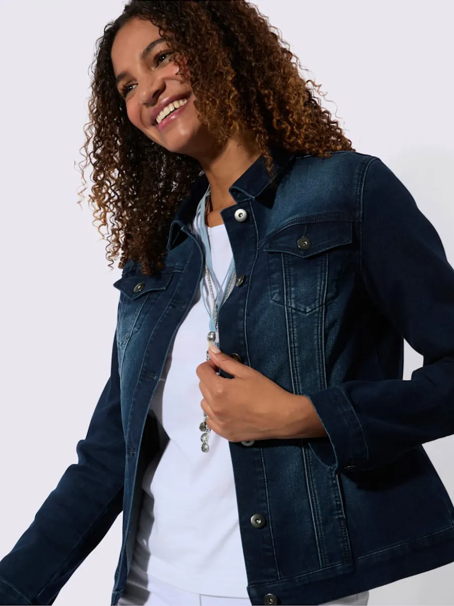 Veste en jean à col chemise et manches longues