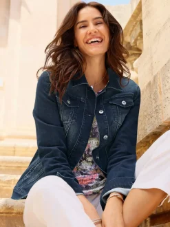 Veste en jean à col chemise et manches longues