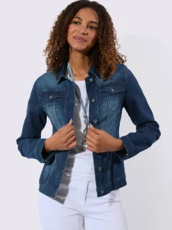 Veste en jean à col chemise et manches longues