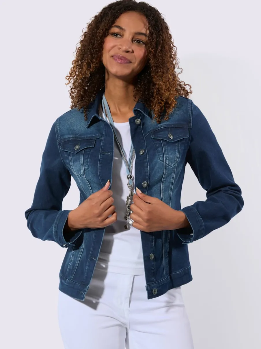 Veste en jean à col chemise et manches longues