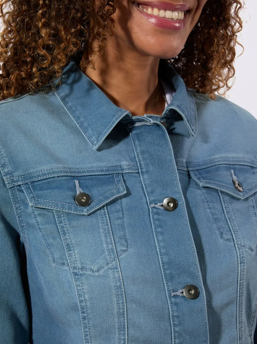 Veste en jean à col chemise et manches longues