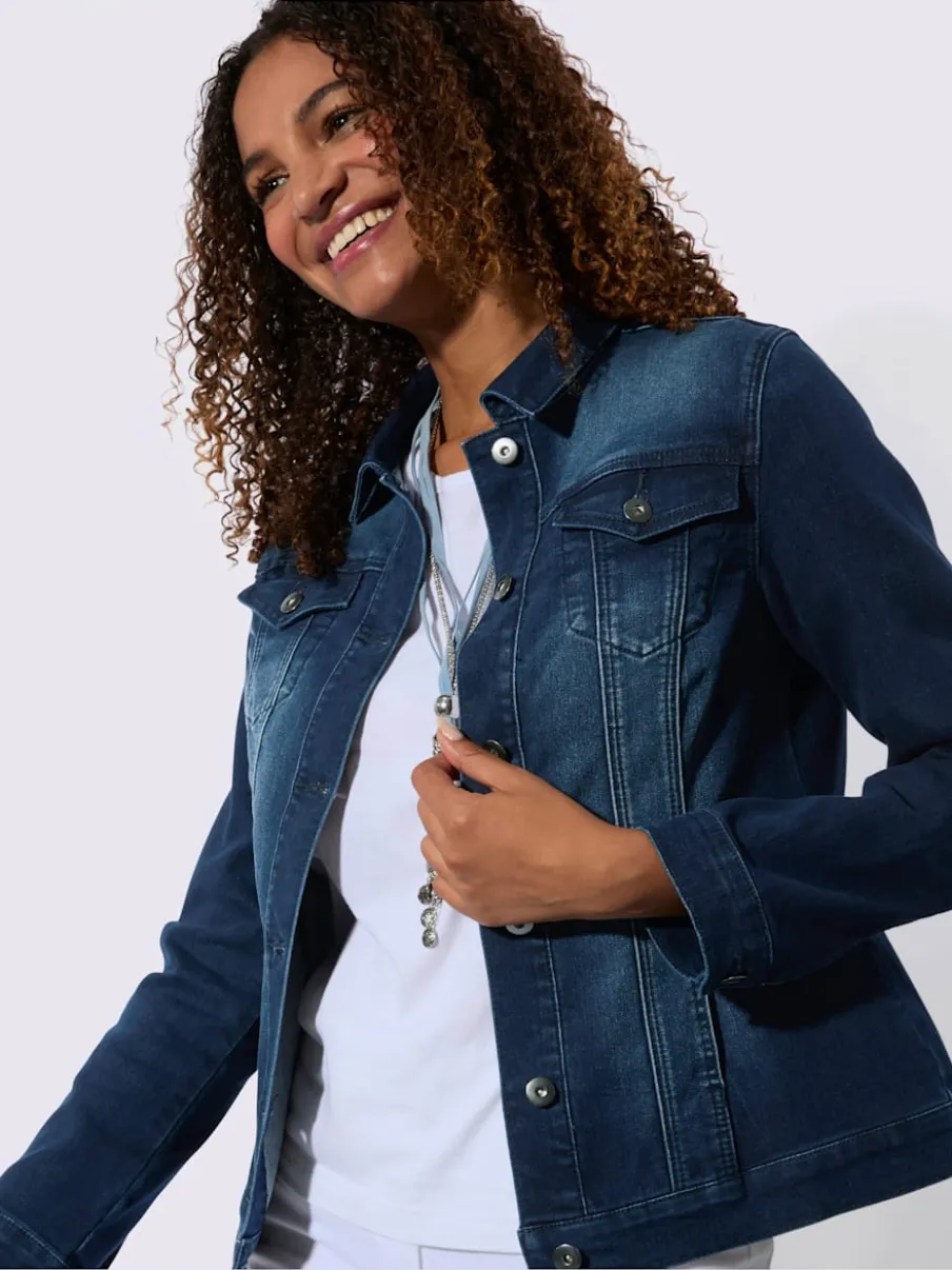 Veste en jean à col chemise et manches longues
