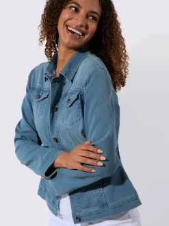 Veste en jean à col chemise et manches longues