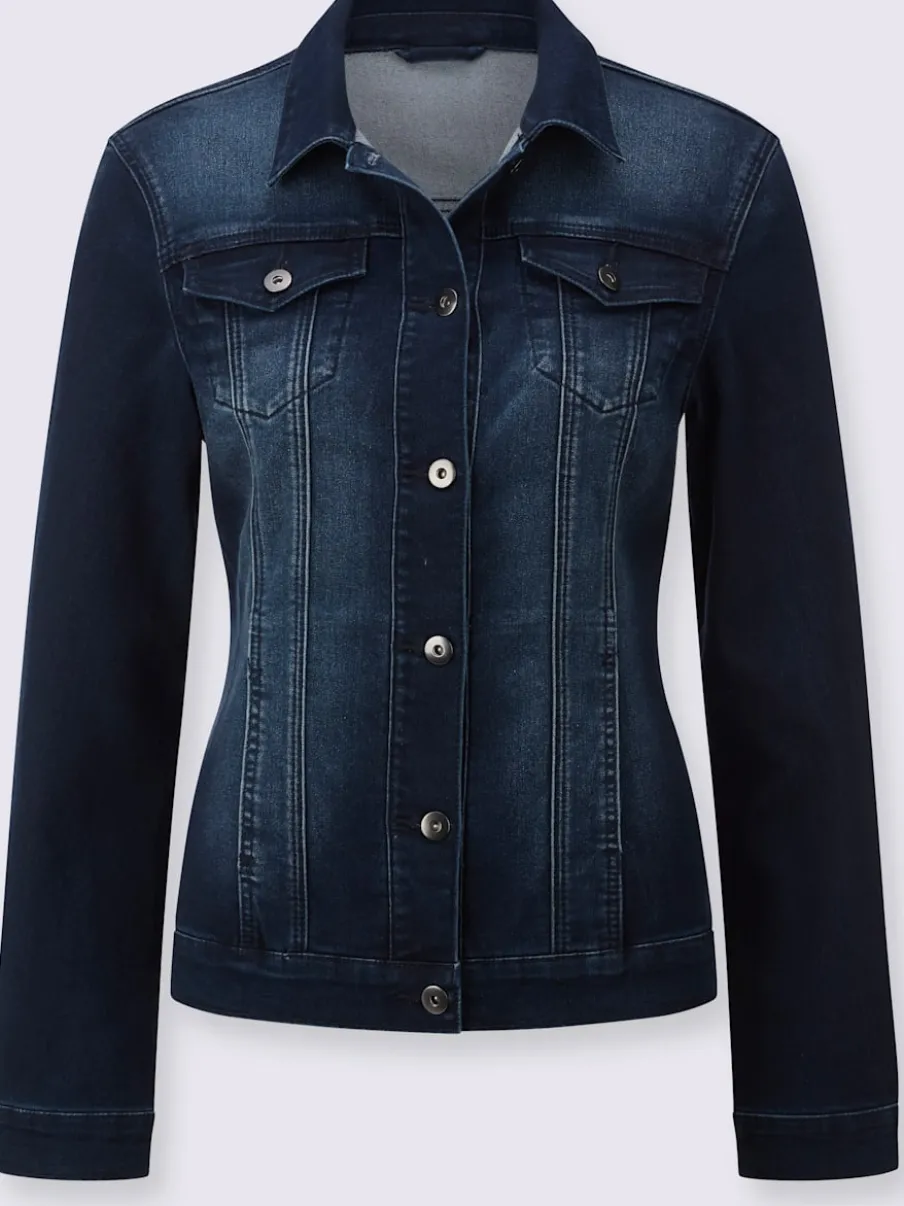 Veste en jean à col chemise et manches longues