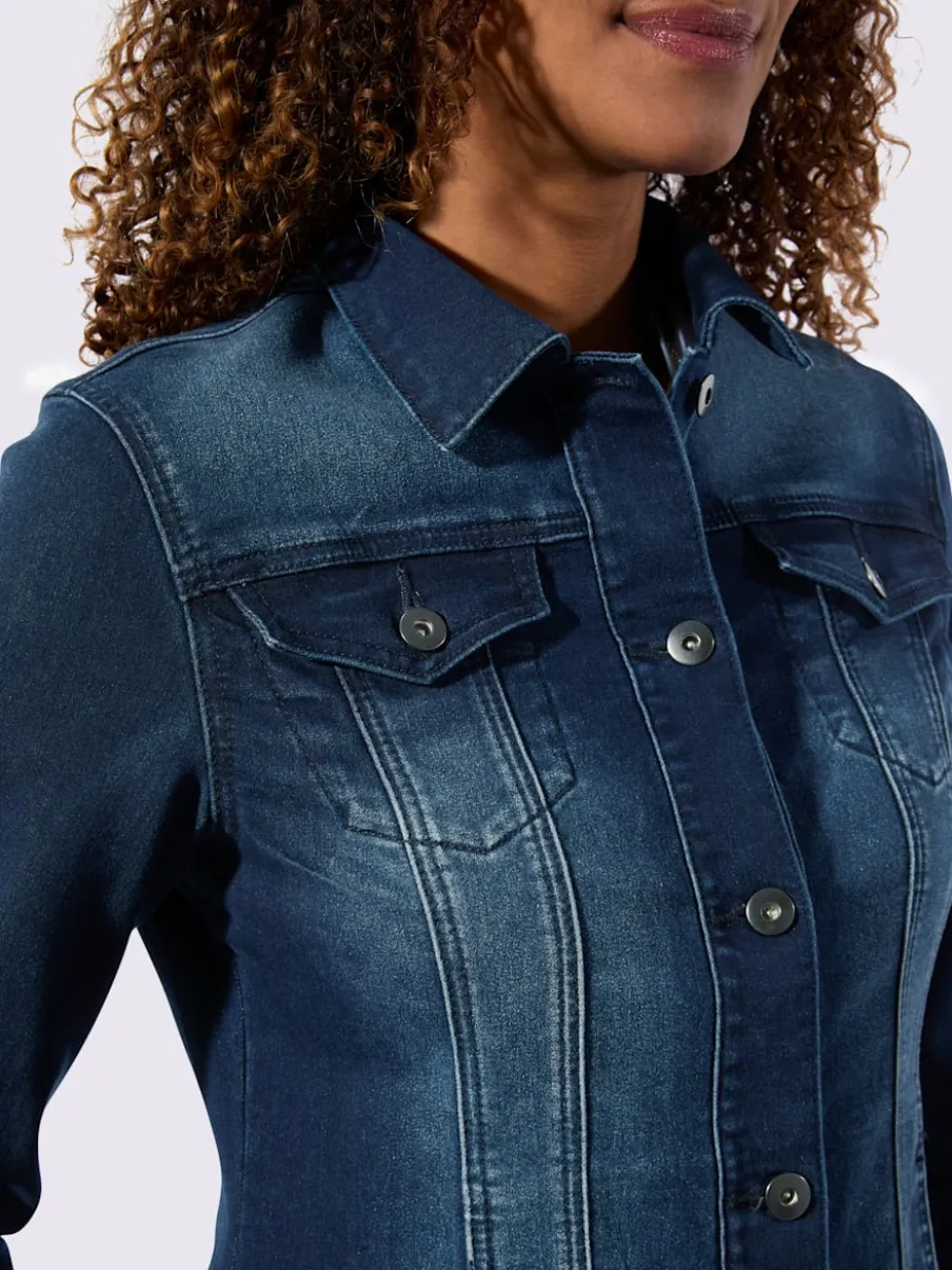 Veste en jean à col chemise et manches longues