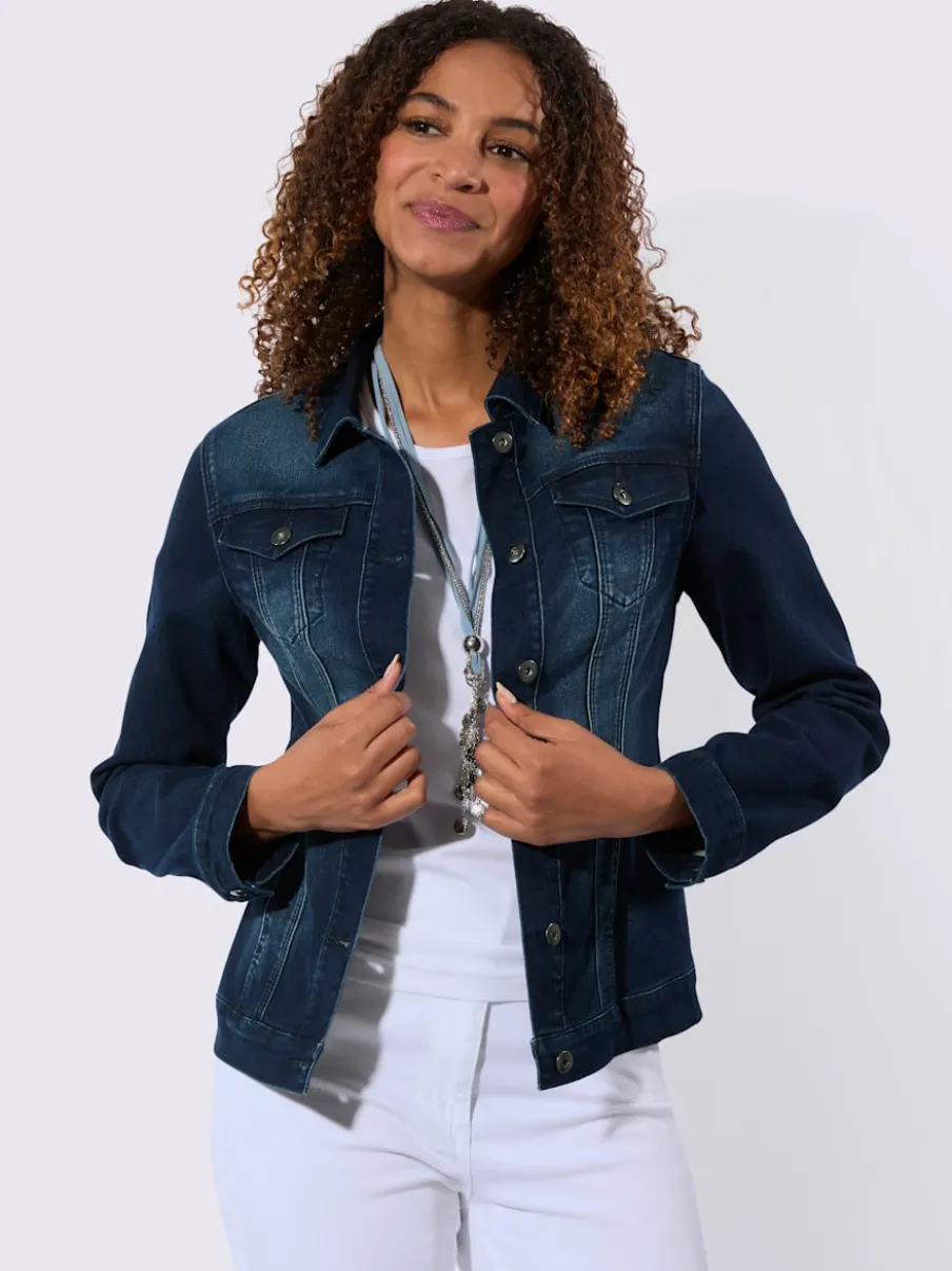 Veste en jean à col chemise et manches longues
