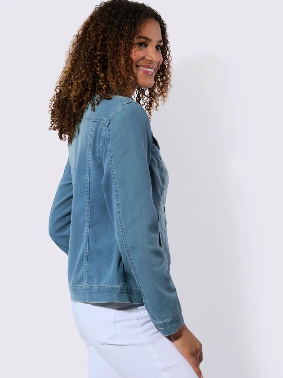 Veste en jean à col chemise et manches longues