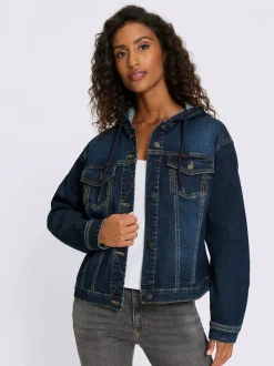 Veste en jean décontractée avec capuche et poches