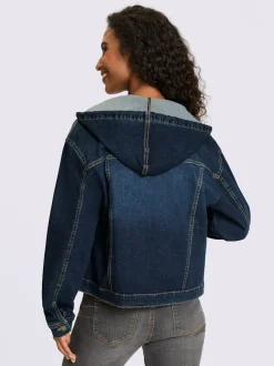 Veste en jean décontractée avec capuche et poches