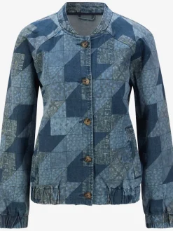 Veste en jean manches et ourlet élastiqués