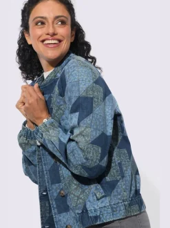 Veste en jean manches et ourlet élastiqués