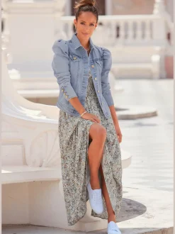 Veste en jean à manches longues avec poches décoratives