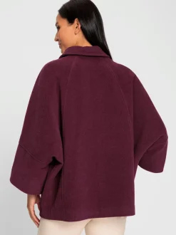 Veste en laine avec col et manches larges et poches