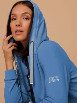 Veste en modal et viscose à capuche avec poches et détails brillants