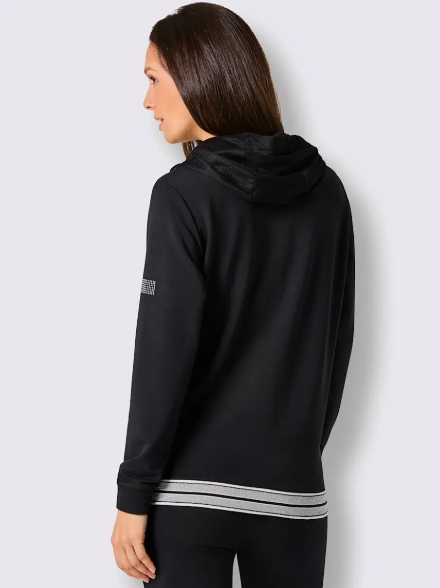 Veste en modal et viscose à capuche avec poches et détails brillants