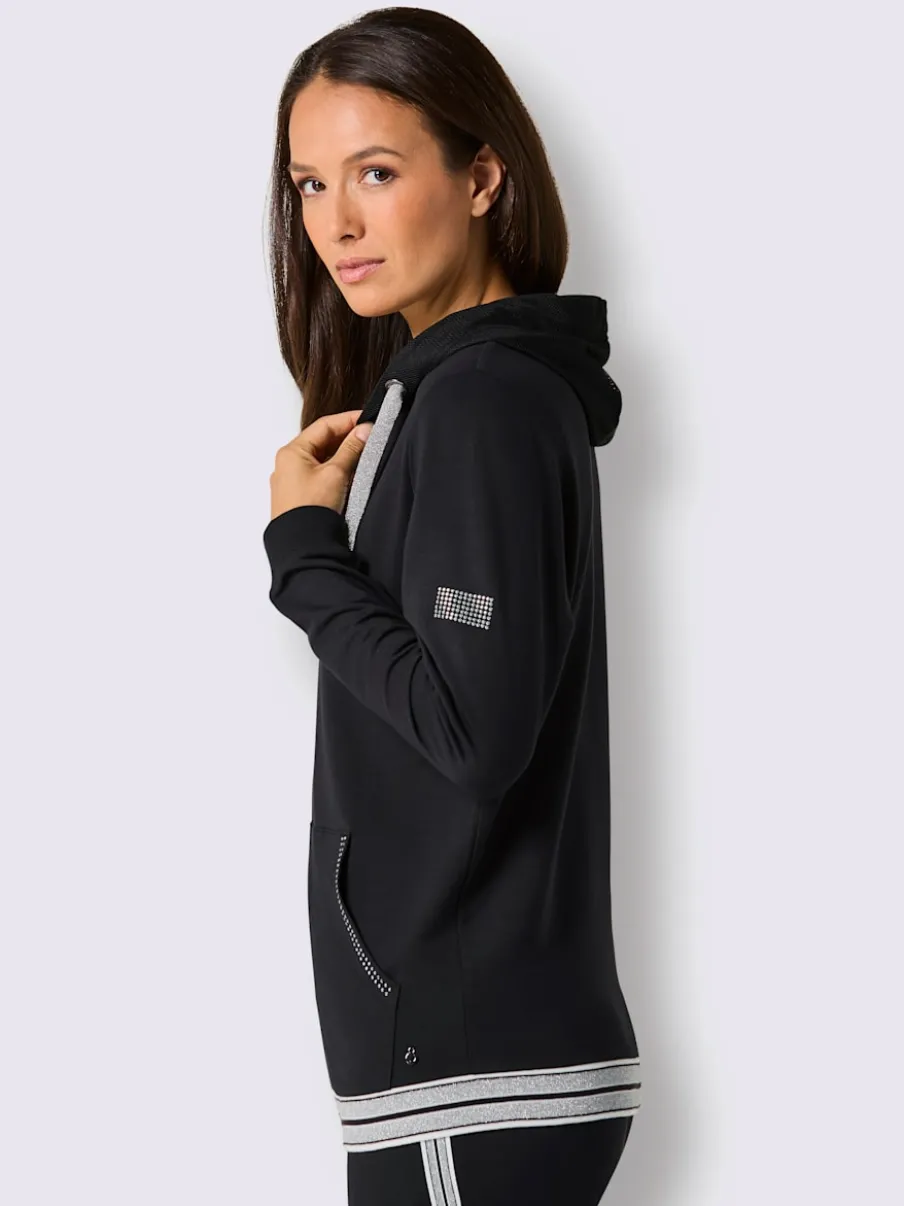 Veste en modal et viscose à capuche avec poches et détails brillants