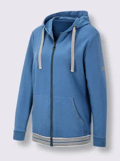 Veste en modal et viscose à capuche avec poches et détails brillants
