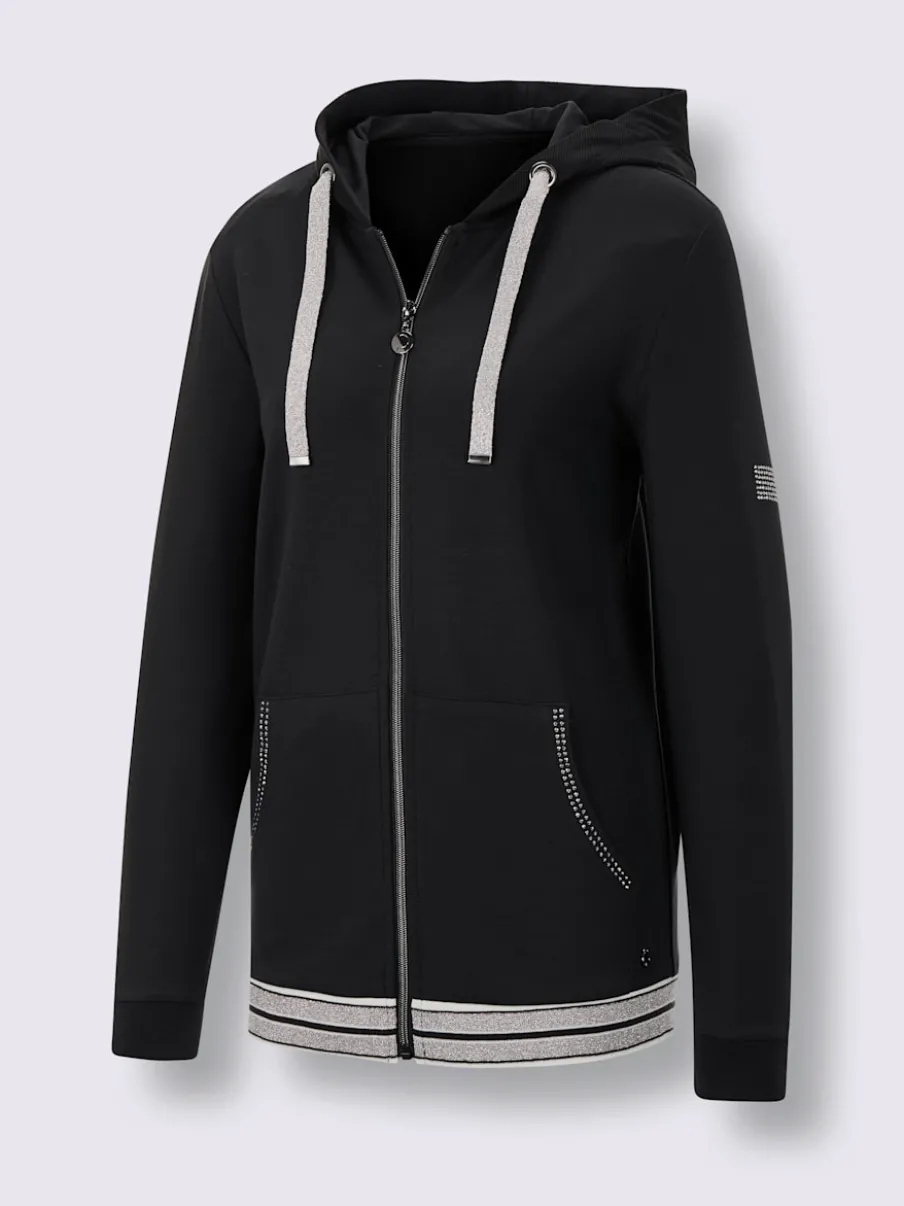 Veste en modal et viscose à capuche avec poches et détails brillants