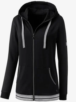 Veste en modal et viscose à capuche avec poches et détails brillants
