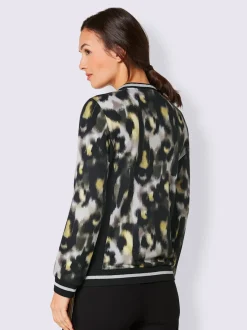 Veste en modal et viscose à imprimé animalier et col blouson