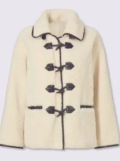 Veste en peluche passepoil contrasté