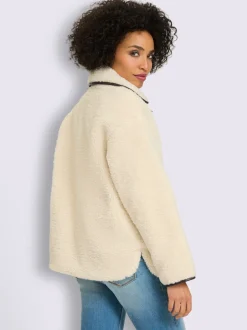 Veste en peluche passepoil contrasté