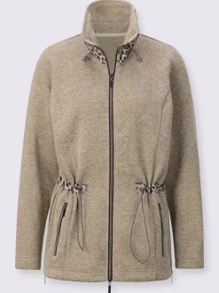Veste en polaire avec col montant et motifs léopard