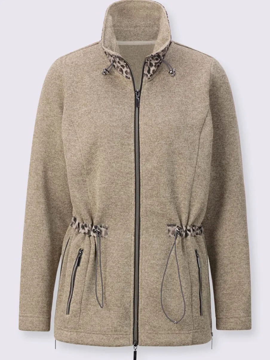 Veste en polaire avec col montant et motifs léopard
