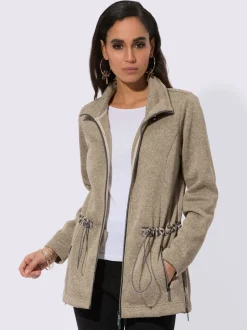 Veste en polaire avec col montant et motifs léopard