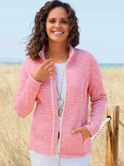 Veste en polaire à col montant et rayures sportives
