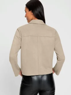 Veste en synthétique à col chemise et poches plaquées