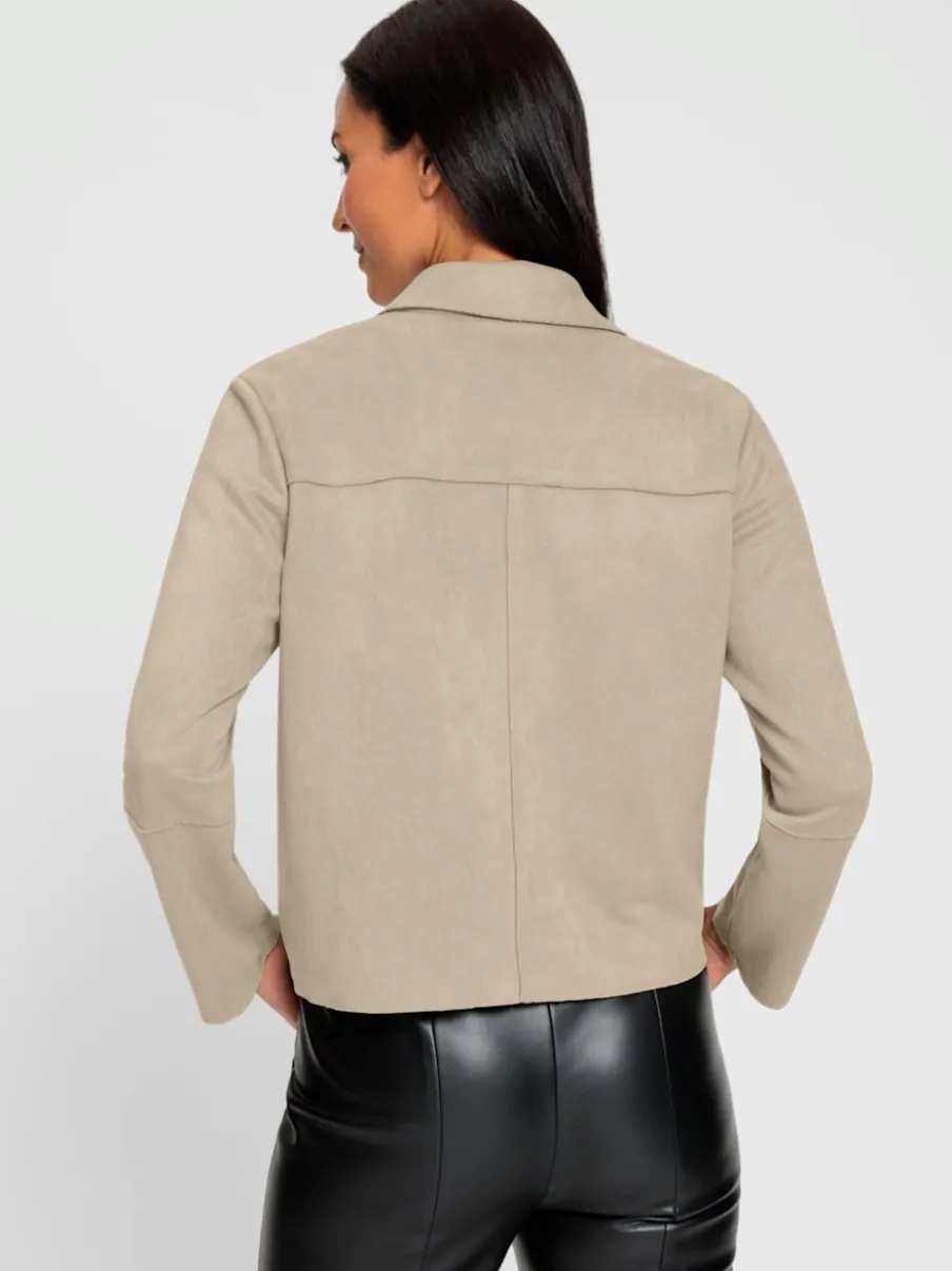 Veste en synthétique à col chemise et poches plaquées