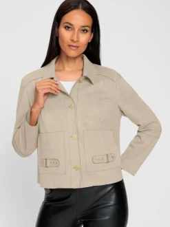 Veste en synthétique à col chemise et poches plaquées
