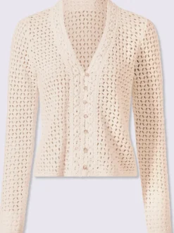Veste en tricot ajouré avec col en V et manches longues
