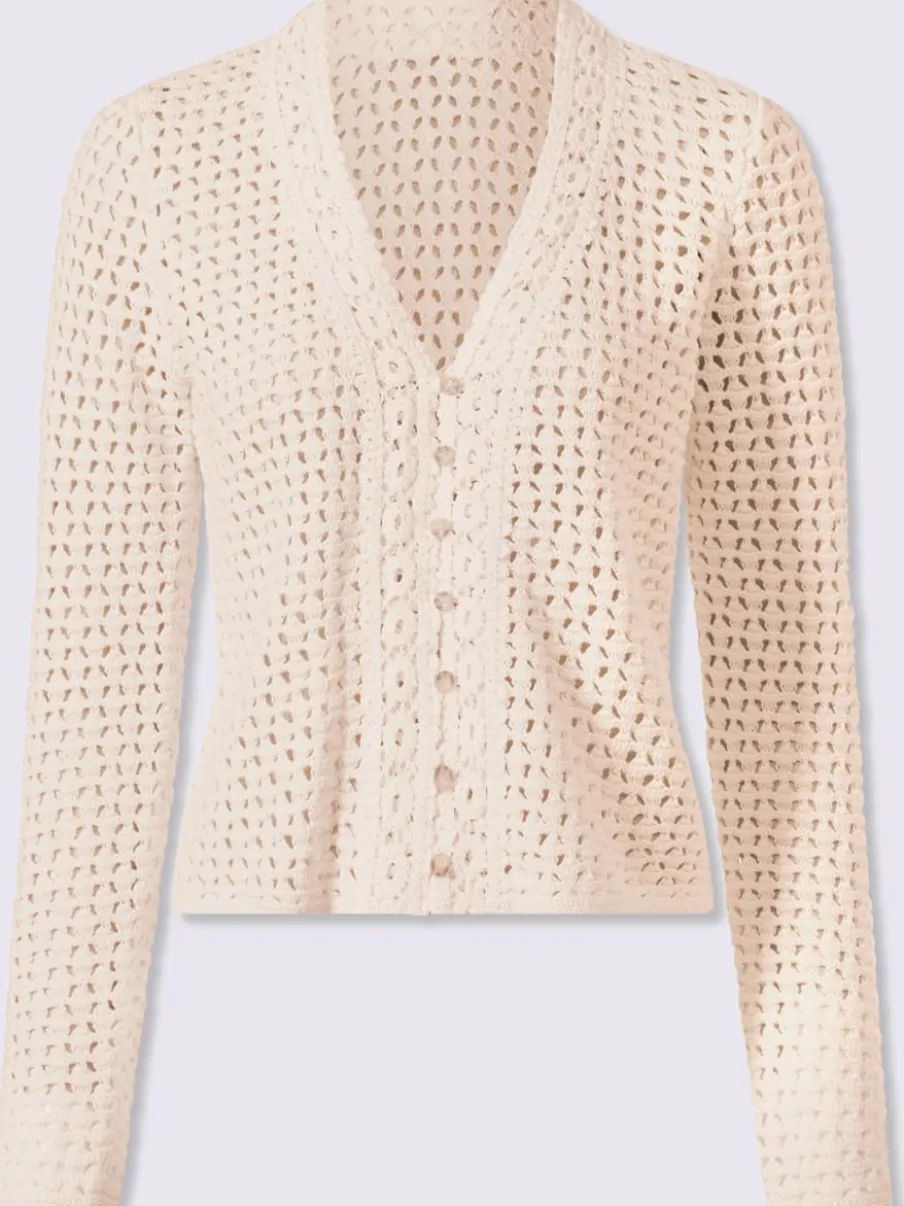 Veste en tricot ajouré avec col en V et manches longues