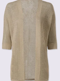 Veste en tricot ajouré avec manches chauve-souris et motif léger