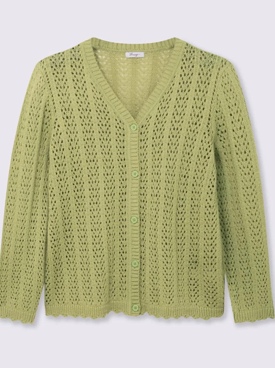 Veste en tricot ajouré coupe courte mode