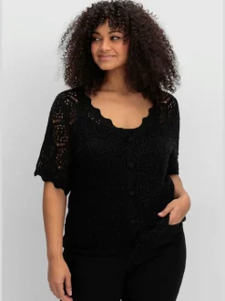 Veste en tricot ajouré dissimule les bras forts