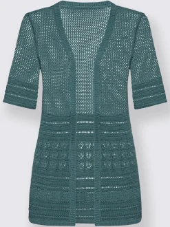 Veste en tricot ajouré à manches semi-longues ouvertes
