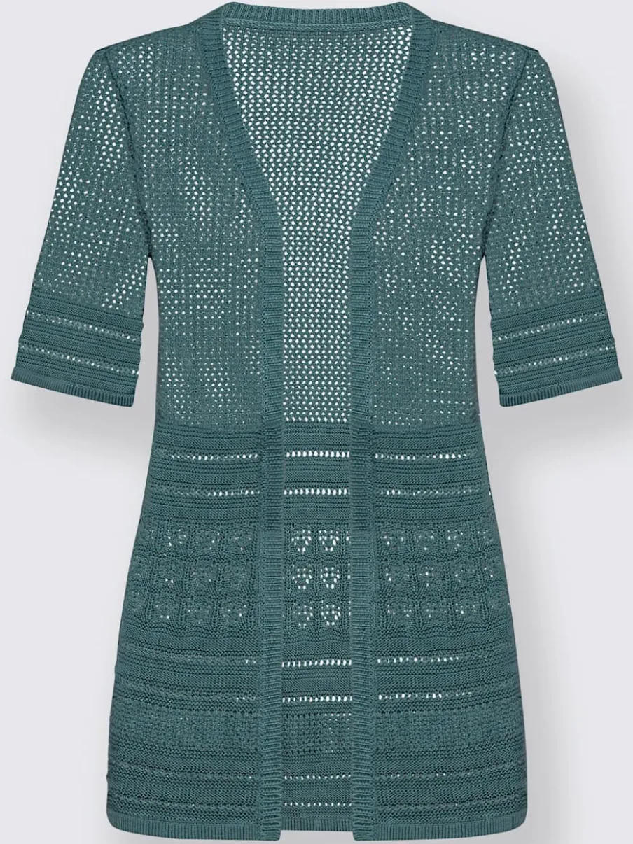 Veste en tricot ajouré à manches semi-longues ouvertes
