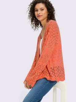 Veste en tricot ajouré à manches longues avec motif léger