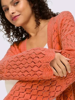 Veste en tricot ajouré à manches longues avec motif léger